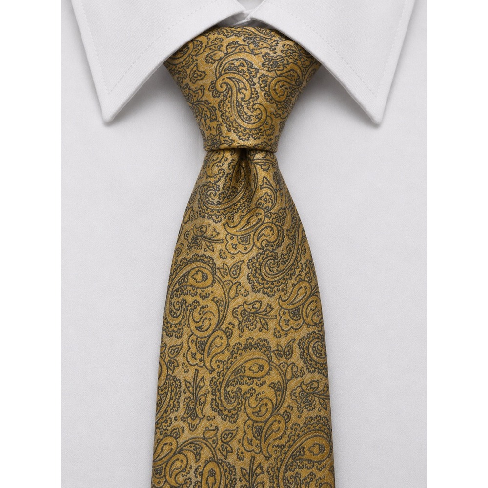 Steve Harvey Celebrity Edition Gold Navy Paisley Microfiber Men Tie